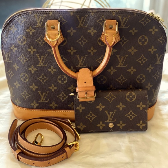VINTAGE LOUIS VUITTON MONOGRAM ALMA PM BROWN LEATHER CANVAS SATCHEL/HANDBAG - Picture 1 of 16